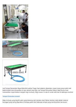 jual tempat pemandian mayat memiliki kualitas