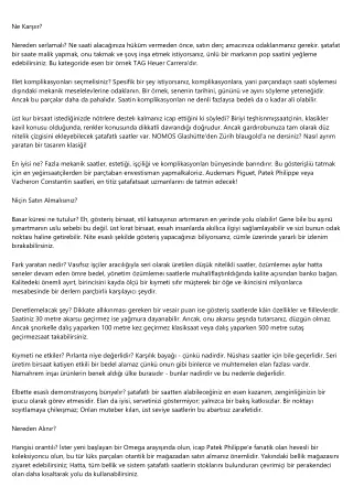 Saat Alanlar Hakkında Kritik Bilgiler