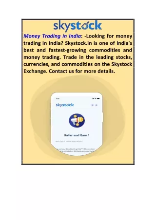 Money Trading in India  Skystock.in