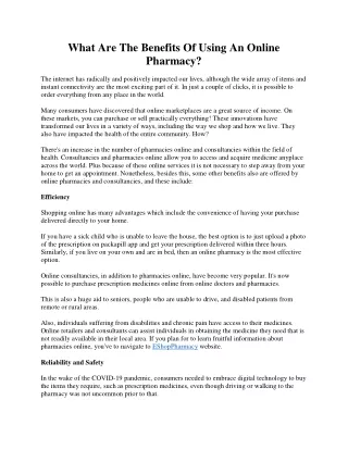 what are the benefits of using an online pharmacy