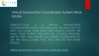 Virtual Transaction Coordinator System Real Estate  Crispctc.com