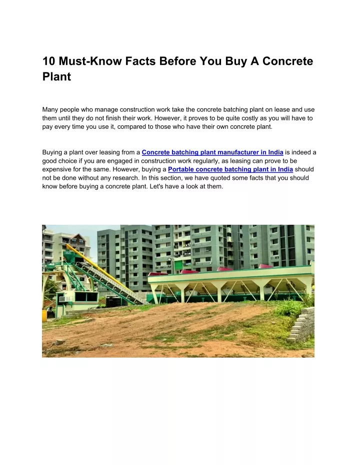 10 must know facts before you buy a concrete plant
