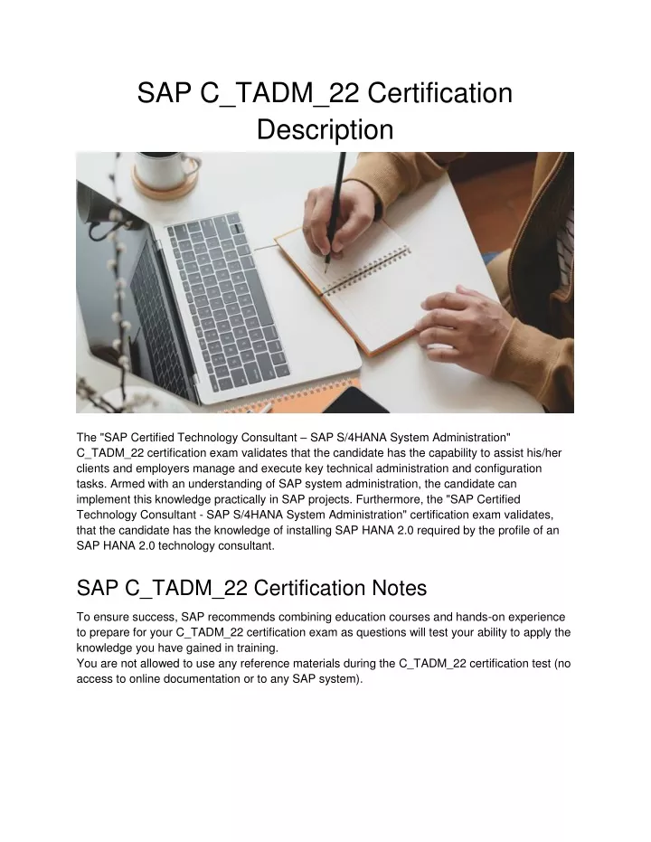 sap c tadm 22 certification description