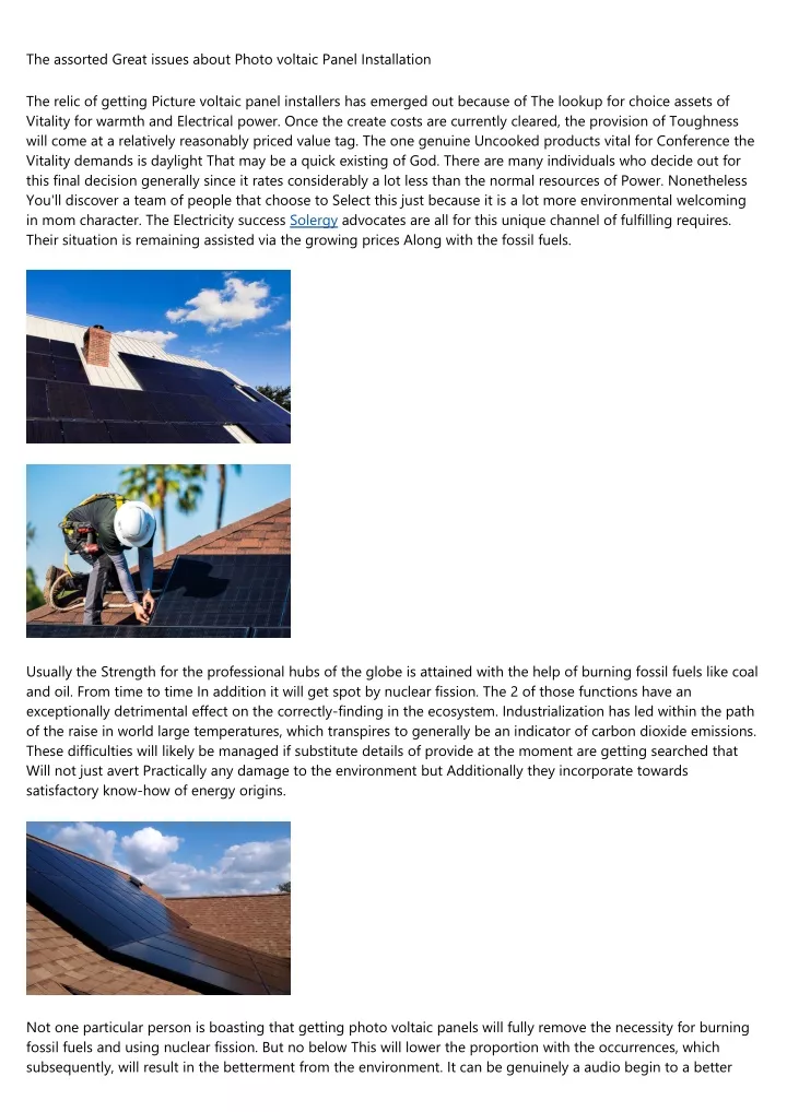 the assorted great issues about photo voltaic