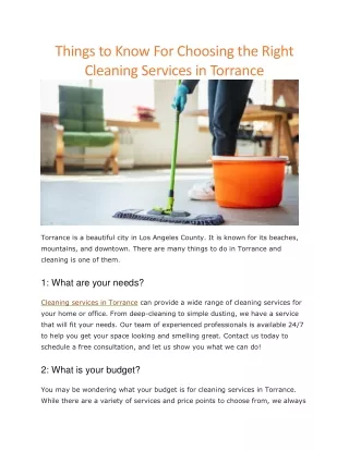 Cleaning services Torrance