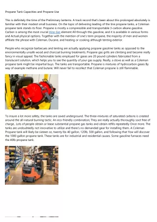 propane tank capacities and propane use