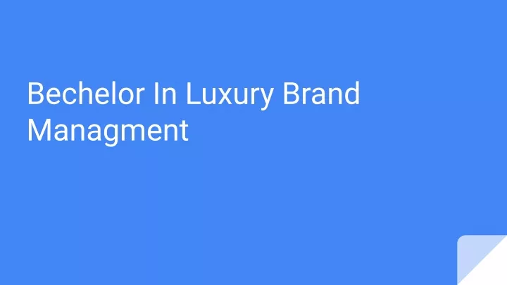 bechelor in luxury brand managment