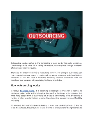 outsourcing services refers to the contracting