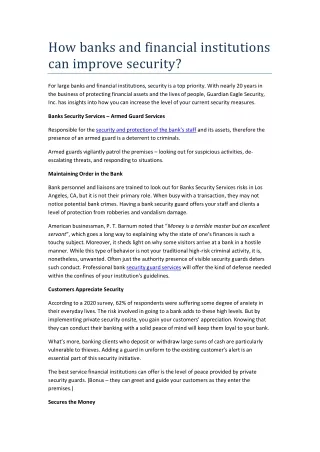 how banks and financial institutions can improve