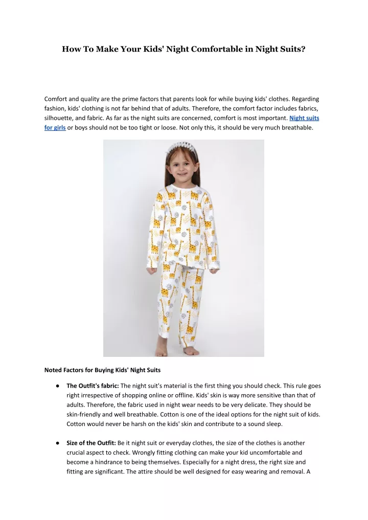 how to make your kids night comfortable in night