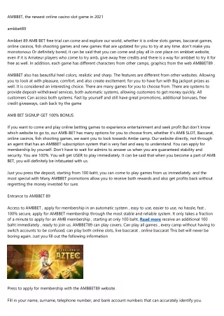 ambbet the newest online casino slot game in 2021