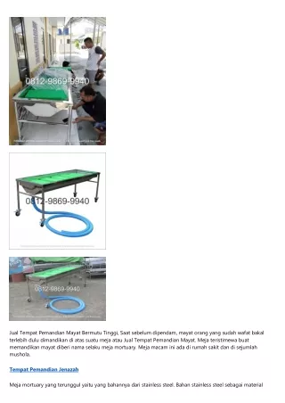 jual tempat pemandian mayat bermutu tinggi saat