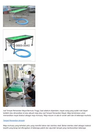 jual tempat pemandian mayat bermutu tinggi saat