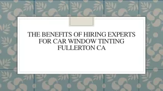 the benefits of hiring experts for car window