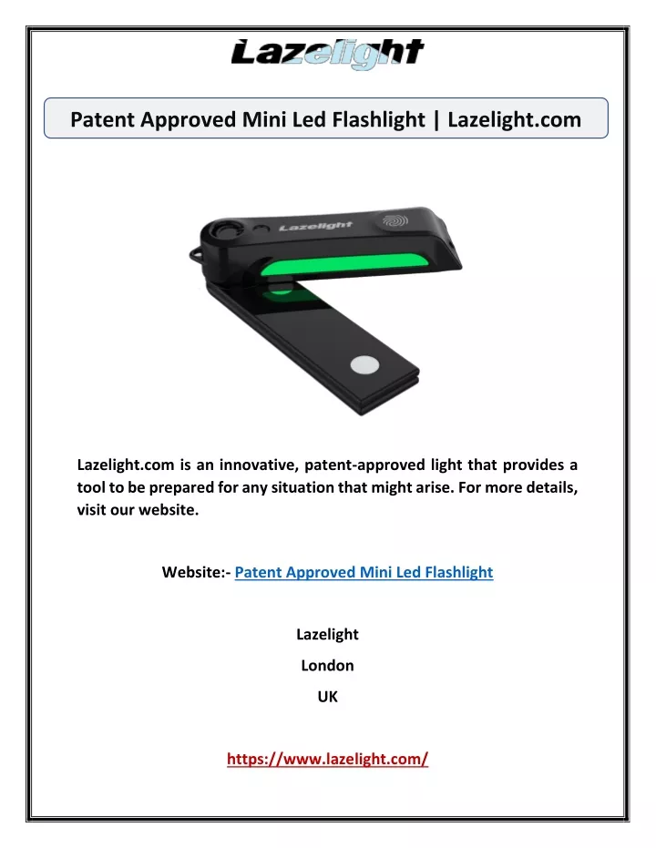 patent approved mini led flashlight lazelight com