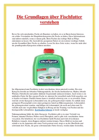 die grundlagen ber fischfutter verstehen