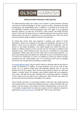 family and asset protection in salt lake city