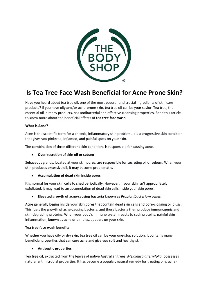 is tea tree face wash beneficial for acne prone