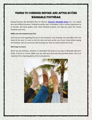 Things To Consider Before And After Buying Washable Footwear
