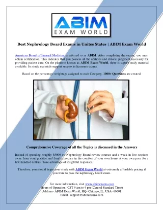 ABIM Exam World - Best Nephrology Board Exams in Unites States