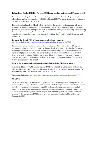 telemedicine market 2022 key players swot