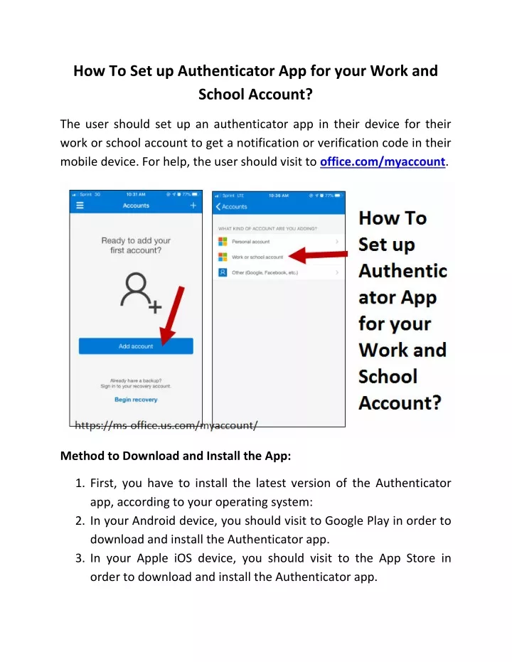 how to set up authenticator app for your work