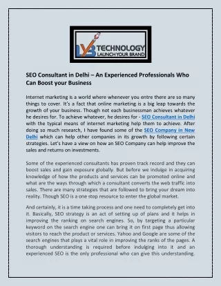 SEO Consultant in Delhi
