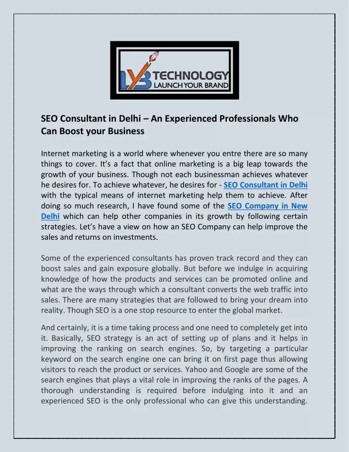 seo consultant in delhi an experienced