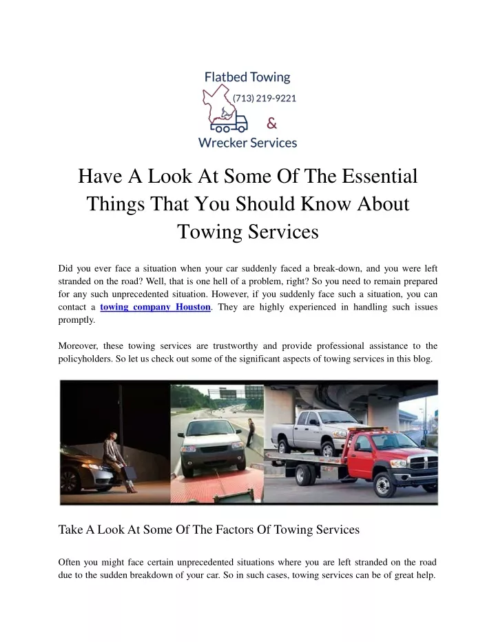 have a look at some of the essential things that you should know about towing services