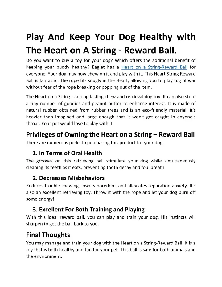 play and keep your dog healthy with the heart