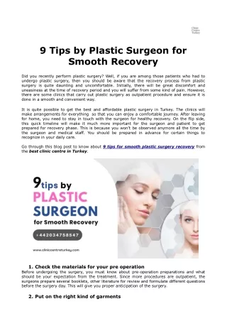 9 Tips by Plastic Surgeon for Smooth Recovery