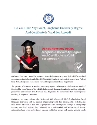 do you have any doubt singhania university degree