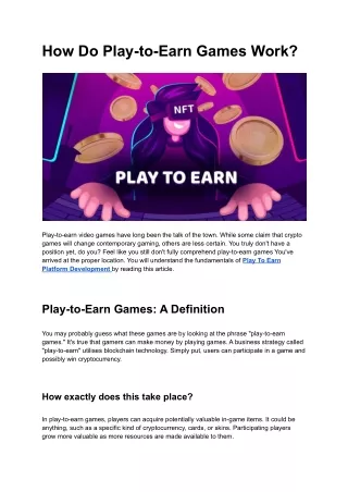 How Do Play-to-Earn Games Work