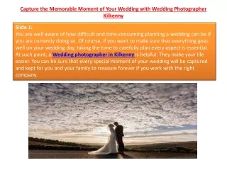 Capture the Memorable Moment of Your Wedding with Wedding Photographer Kilkenny