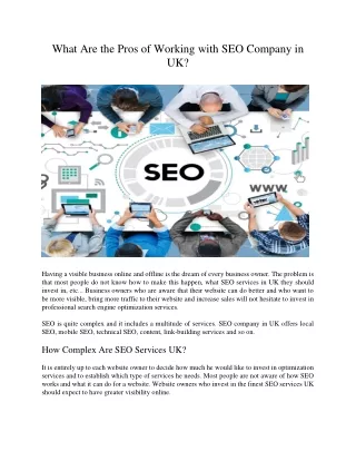 what are the pros of working with seo company