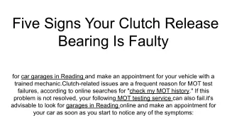 five signs your clutch release bearing is faulty