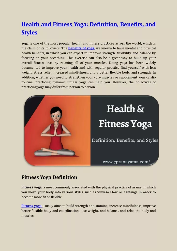 health and fitness yoga definition benefits