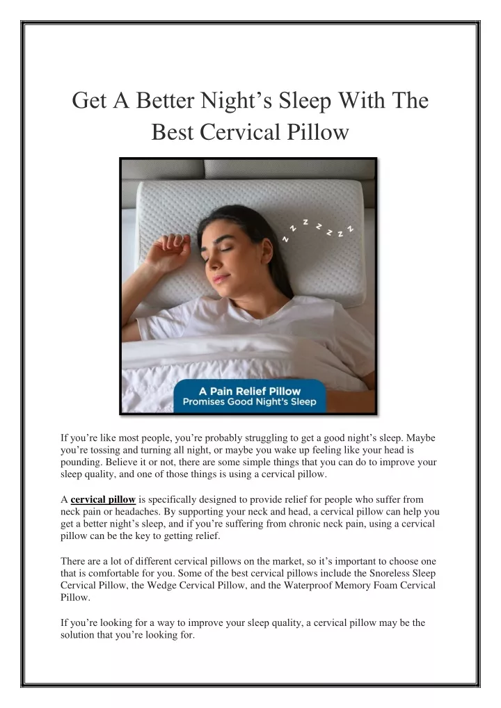 get a better night s sleep with the best cervical