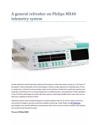 a general refresher on philips mx40 telemetry