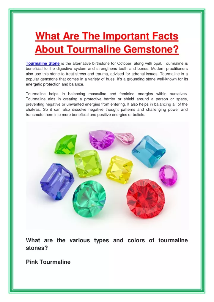 what are the important facts about tourmaline