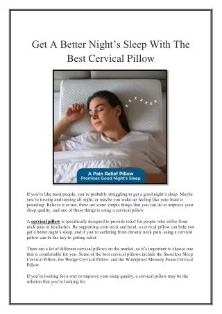 get a better night s sleep with the best cervical