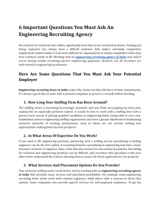 6 important questions you must ask an engineering