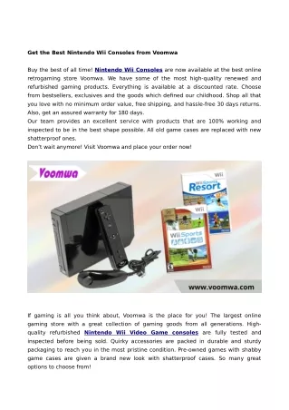Buy Nintendo Wii Consoles from Voomwa