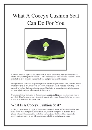 what a coccyx cushion seat can do for you