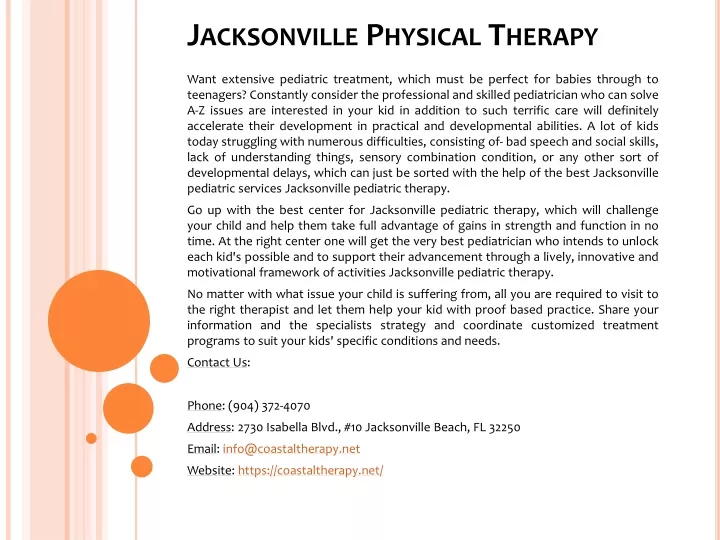 jacksonville physical therapy