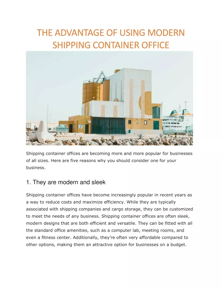 the advantage of using modern shipping container