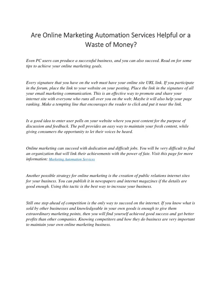 are online marketing automation services helpful