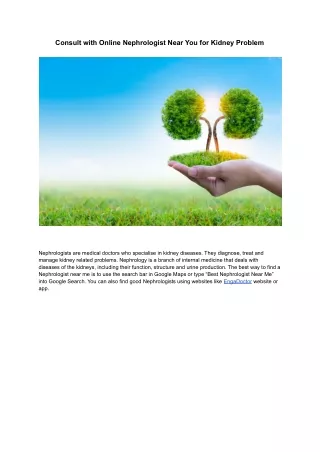 consult with online nephrologist near