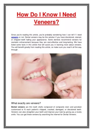 How Do I Know I Need Veneers