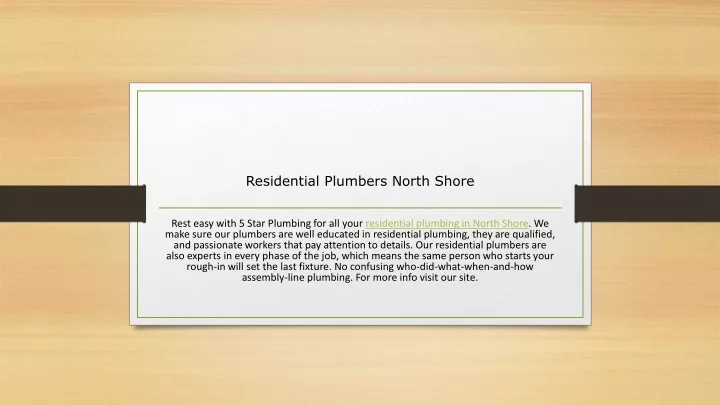 residential plumbers north shore